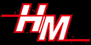 Helmer Erd- und Tiefbau Logo – rotes H&M Zeichen mit 3D-Effekt auf schwarzem Hintergrund